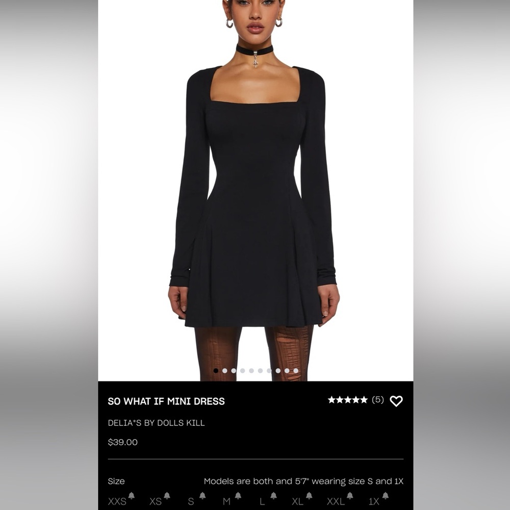 dELiA*s “So What If Mini Dress” Long Sleeve Square Neck